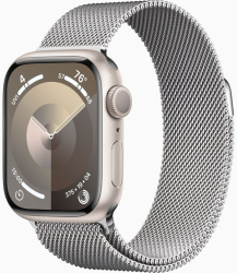 Curea metalica milanese marca THD compatibila Apple Watch 41 mm seria 9 Apple Watch SE 40 mm marime universala argintiu 