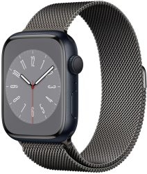 Curea metalica milanese marca THD pentru Apple Watch 45 mm seria 7 si Apple Watch Ultra 49 mm marime universala culoarea negru grafit 