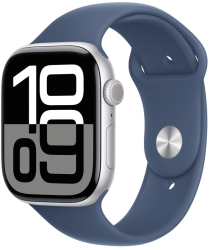Curea silicon THD compatibila Apple Watch 46 mm seria 10 Apple Watch SE 44 mm M/L albastru denim 