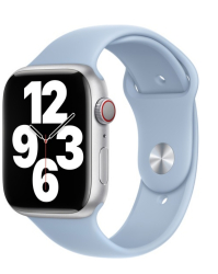 Curea silicon THD compatibila Apple Watch 46 mm seria 10 Apple Watch SE 44 mm M/L Albastru Gheata 