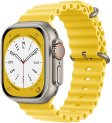 Curea smartwatch THD Oceanic Loop pentru Apple Watch Ultra2 49 mm Apple Watch 46 mm seria 10 marime universala galben catarama gri 