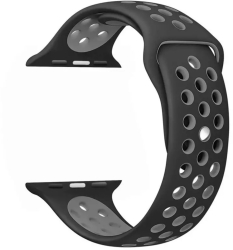 Curea sport neagra cu orificii de ventilatie gri pentru Apple Watch 42/44/45 mm marimea M/L seriile 1 2 3 4 5 6 7 8 