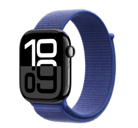 Curea textila smartwatch THD compatibila Apple Watch 46 mm seria 10 albastru marin 