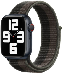 Curea textila sport loop marca THD pentru Apple Watch 45 mm marime universala seria 7 si seria 8 culoarea tornado grey 
