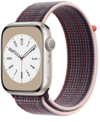 Curea textila sport loop marca THD pentru Apple Watch 45 mm seria 8 marime universala roz soc 
