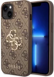 Husa pentru iPhone 15 - Guess Hardcase 4G Big Metal Logo GUHCP15S4GMGBR - Brown 