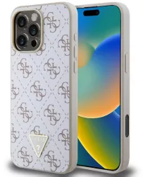 Husa pentru iPhone 16 Pro - Guess Hardcase 4G Triangle Metal Logo GUHCP16LPG4GPH - White