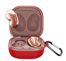 Husa pentru protectia castilor Samsung Galaxy Buds Live culoarea rosu cu carlig de prindere 