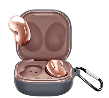 Husa pentru protectia castilor Samsung Galaxy Buds Live generatie 2020 culoarea gri cu carlig de prindere 
