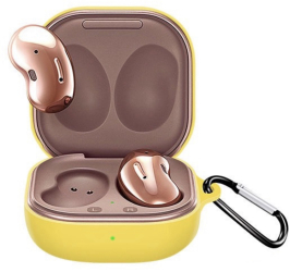 Husa pentru protectia castilor Samsung Galaxy Buds Pro/Galaxy Buds Live culoarea galben cu carlig de prindere 