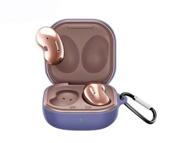 Husa pentru protectia castilor Samsung Galaxy Buds Pro/Galaxy Buds Live culoarea mov lavender cu carlig de prindere 