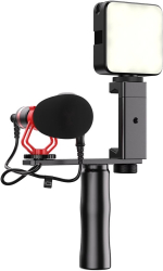 Kit vlogging Apexel format din microfon sistem prindere telefon lumina LED 