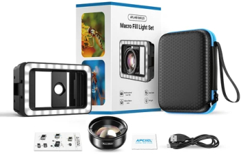 Lentila profesionala Apexel macro HD 100 mm lumina LED sistem prindere tip clips compatibila iPhone Samsung Huawei Xiaomi 