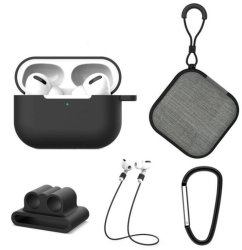 Set extins 5 in 1 pentru protectia castilor Apple Airpods Pro culoarea negru 