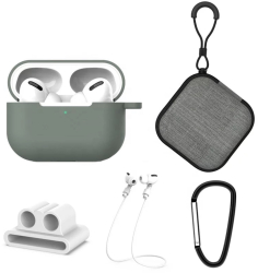 Set extins 5 in 1 pentru protectia castilor Apple Airpods Pro culoarea verde inchis 
