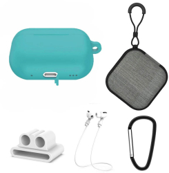 Set extins 5 in 1 pentru protectia castilor Apple Airpods Pro generatia 2 culoarea albastru cristal 