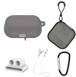 Set extins 5 in 1 pentru protectia castilor Apple Airpods Pro generatia 2 culoarea gri 