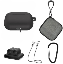 Set extins 5 in 1 pentru protectia castilor Apple Airpods Pro generatia 2 culoarea neagra 