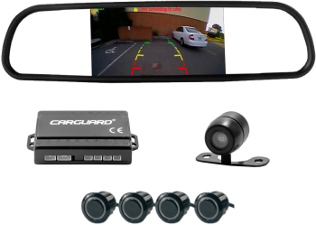 Set senzori de parcare cu camera video si ecran in oglinda retrovizoare - Carguard 