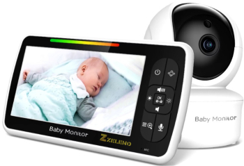 Baby monitor digital pentru supraveghere bebelus wireless audio/video mod nocturn IR monitorizare temperatura cantece de leagan Alb 