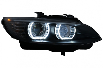 Faruri Angel Eyes Xenon BMW Coupe E92 Cabrio E93 fara AFS 2006-2010 Negru LPBMJ5 