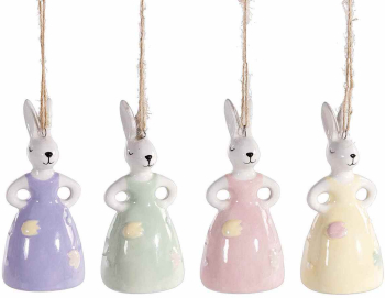 Set 4 figurine Iepurasi ceramica multicolora 3.5x8 cm 