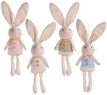 Set 4 figurine Iepurasi textil multicolor 33 cm 