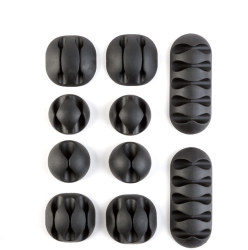 Set de fixare cabluri - autoadeziv - negru - 10 buc/pachet 