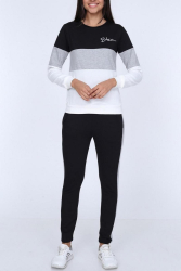 Trening dama Alina cu maneca lunga si pantaloni lungi bumbac M negru 