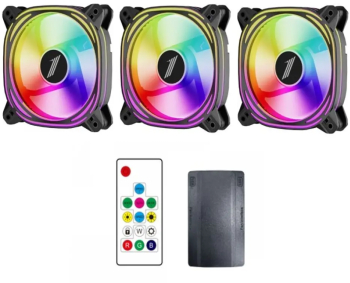 Ventilatoare 1stPlayer COMBO FBbk ARGB controller si telecomanda set 3 buc Negru 