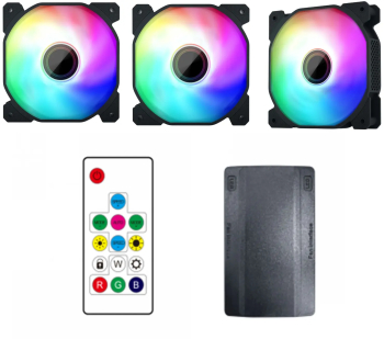 Ventilatoare 1stPlayer Combo FIS-bk aRGB controller si telecomanda set 3 buc Negru 