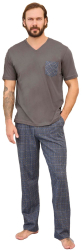 Pijama barbati 240321 tricou cu pantaloni lungi 100 bumbac Aydogan-Ciment-M INTL 