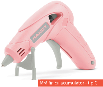 Pistol de lipit - cu acumulator Tip-C - 7 mm - 10W - roz 