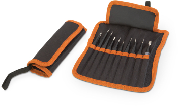 Set pensete de precizie - antistatic - 11 piese - negru mat 