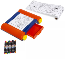 Set rola de colorat Scroller Desk cu 8 creioane si cu 50 de desene Grafix R03-0125 
