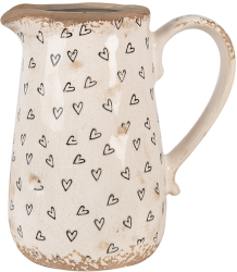 Carafa decorativa ceramica bej neagra Heart 16x12x18 cm 