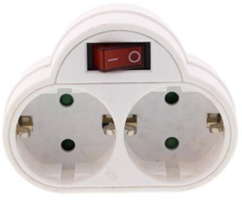 Fisa dubla cu contact protectie si intrerupator 2x SCHUKO Well 