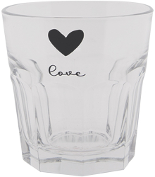 Set 6 pahare sticla transparenta neagra Love 8x8 cm 180 ml 