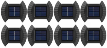 Set 8 lampi de perete cu incarcare solara senzor amurg forma scoica Negru 