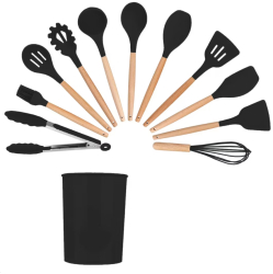 Set ustensile de bucatarie Negru 12 buc 