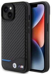 Husa pentru iPhone 15 - BMW Leather Carbon BMHCP15S22NBCK - Black 