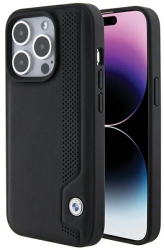 Husa pentru iPhone 15 Pro Max - BMW Hardcase Perforated Leather Blue Dots BMHCP15X22RBDK - Black