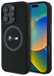 Husa pentru iPhone 16 Pro Max - BMW Hardcase M Silicone Printed Ring MagSafe BMHMP16X23SROK - Black 