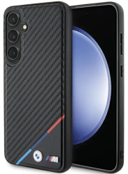 Husa pentru Samsung Galaxy S24 - BMW Leather Carbon Tricolor Line MagSafe BMHMS24S23PUDTK - Black 