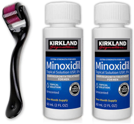 Minoxidil 5 Kirkland impotriva caderii parului 120 ml + Dermaroller 