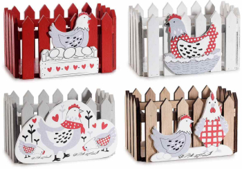 Set 4 cosulete Paste lemn multicolor 12x8x7 cm 