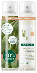 Set sampon uscat delicat pentru parul inchis la culoare Klorane Leche Avena 2 x 150 ml 