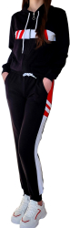 Trening dama Thalida cu maneca lunga si pantaloni lungi gluga bumbac negru XL 