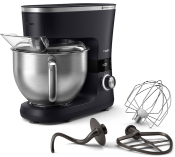 Robot de bucatarie PHILIPS Seria 7000 HR7962/01 1000W Vas 5.5l 8 trepte viteza Tehnologie ProKnead Capac antistropire Negru Argintiu