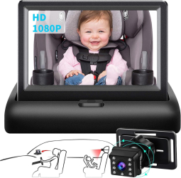 Monitor auto cu camera pentru monitorizarea bebelusilor si a copiilor pentru scaunul din spate Ecran IPS 4.3 inch Camera Full HD 1080P cu 